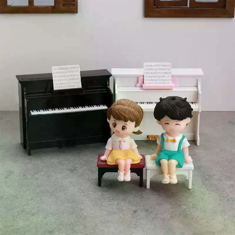 1 Set Dollhouse Miniature Cute Simulated Piano Furniture Model Musical Instruments For Doll House Decor Pretend Play Toys Gift