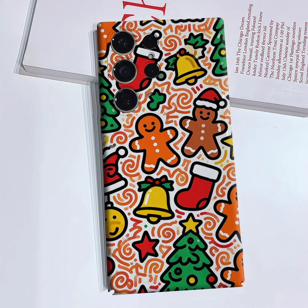 Xmas Doodle Phone Case for Samsung Galaxy S26 S25 S24 S23 Ultra Plus Luxury Double-layer anti-fall Back Cover