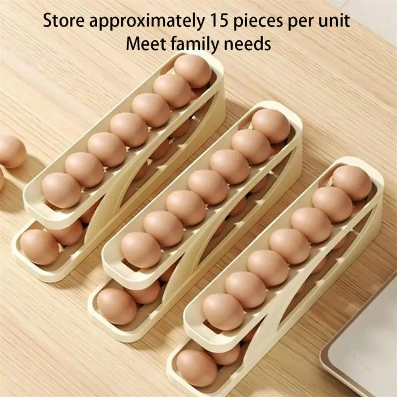 Slide-type Egg Box Double-layer Automatic Egg Roller Kitchen Countertop Refrigerator Anti-drop Egg Storage Box Home Storage