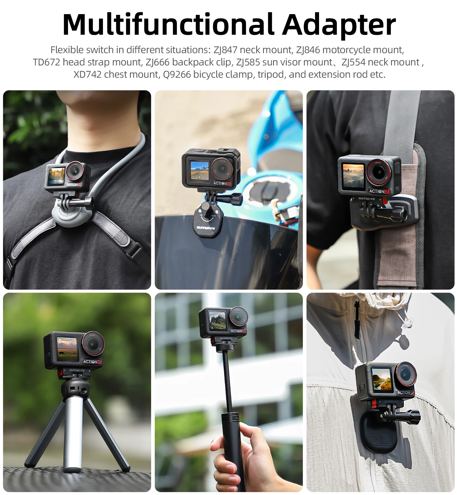 ل DJI Action 5 Pro محول مغناطيسي قابل للطي لوحة الإفراج السريع 1/4 موضوع منفذ عالمي ل DJI OSMO Nano/360/Action 4 3