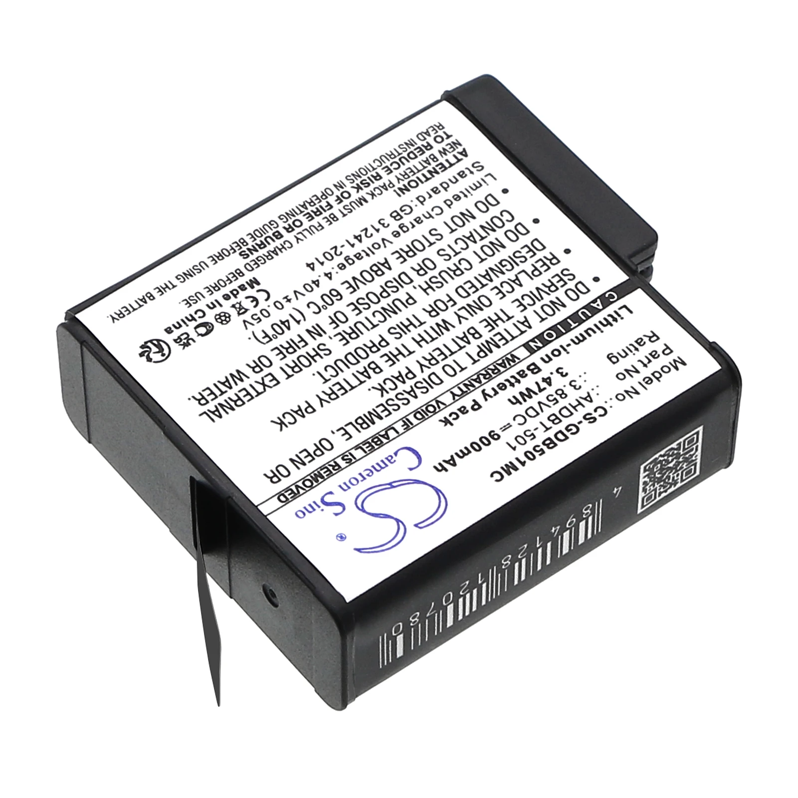 Battery for GoPro Hero 5,CHDHX-501,ASST1,Hero 6,AABAT-001,AABAT-001-AS,601-10197-00,Hero 7 (900mAh / 1250mAh) 3.85V