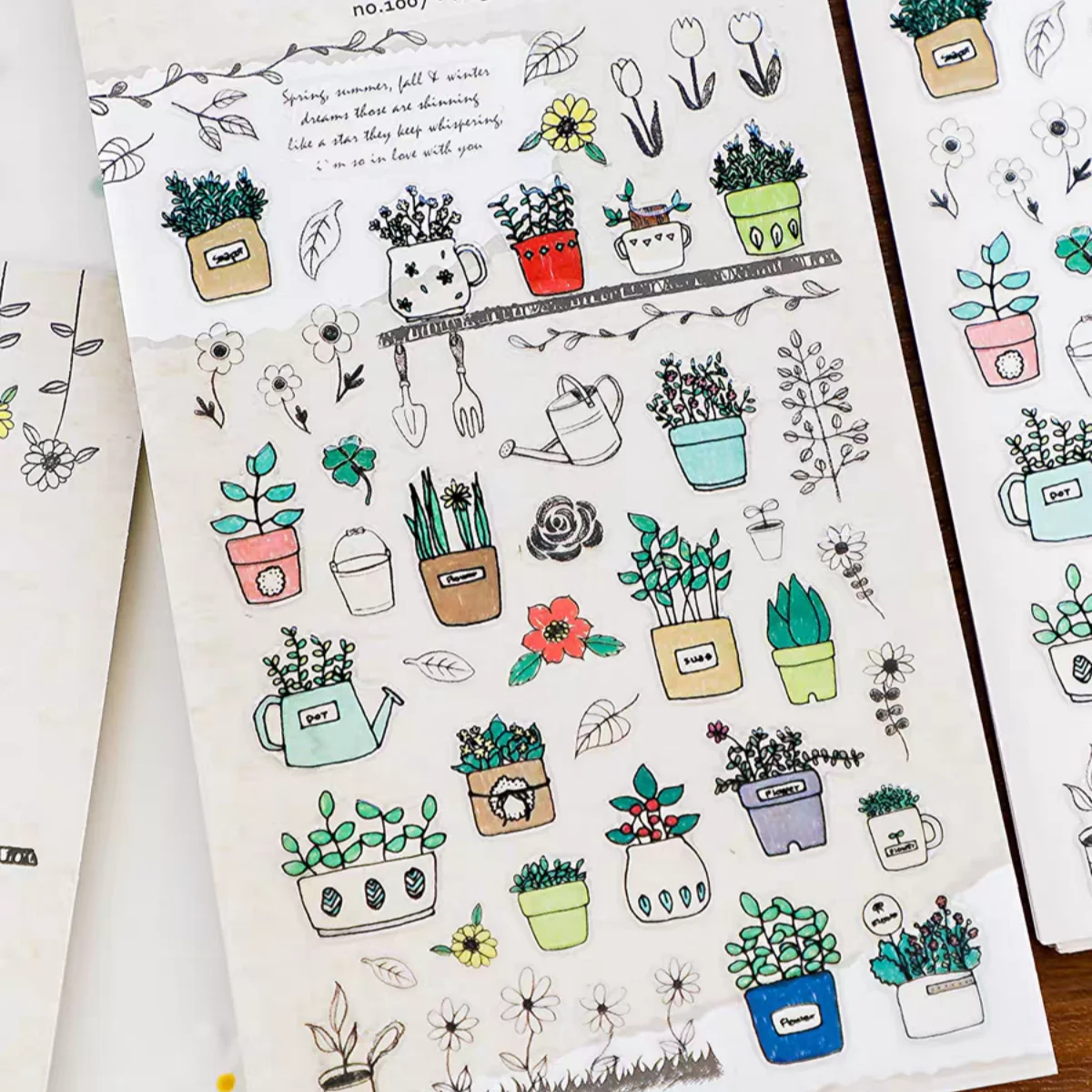 Koreańskie naklejki PVC Suatelier z roślinami doniczkowymi do scrapbookingu DIY, pamiętnika podróżnego, artykuły papiernicze, przybory szkolne. — zdjęcie 3