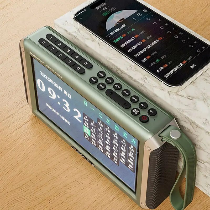 Altoparlante Bluetooth wireless F55 Radio con display a LED da 7 pollici con doppio clacson magnetico interno Radio FM portatile per bassi profondi Doppia scheda TF