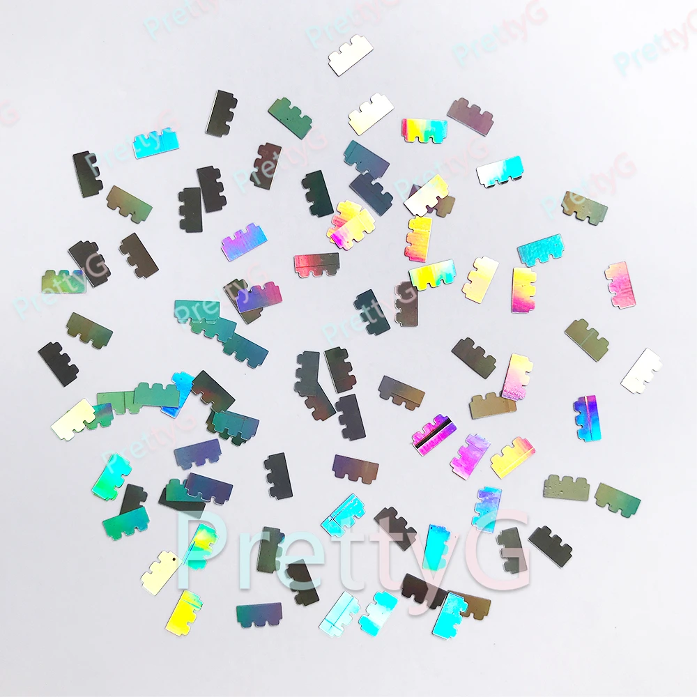 พริตตี้จี 1 กล่อง 6 มม.ของเล่นบล็อกรูปร่างโฮโลแกรมกลิตเตอร์อิฐเลื่อมสำหรับเรซิ่น DIY ศิลปะหัตถกรรมเล็บแต่งหน้าอุปกรณ์ตกแต่ง