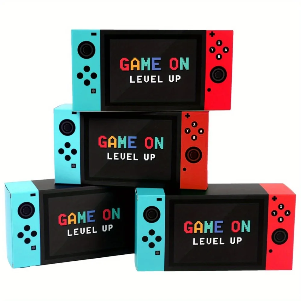 Een set van 10 cadeaupapierdecoraties met een gamethema, cadeaudoosjes voor videogame-verjaardagsfeestjes, game-feestdecoraties voor feesten en gameavonden, Kerstmis, Halloween - afbeelding 2
