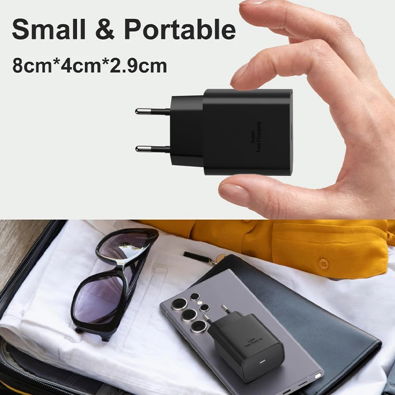 For Samsung Charger 25W Type C Fast Charge Charger 1M 1.5M 2M Cable for Galaxy S26 S25 S24 S23 S22 S21 Z Flip 8 A56 A36 A17 A35