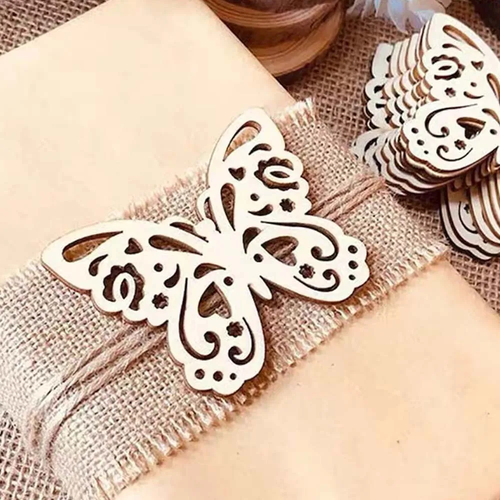 10pcs Hollow Wood Butterfly Embellishment Cutouts Wooden Shape Craft DIY Wedding Home Decor