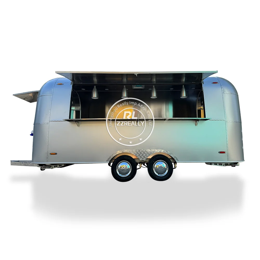 Airstream Pizza Truck BBQ Kitchen Mobile Fast Food Restaurant Taco Hot Dog Beer Bar Concession Food Trailer