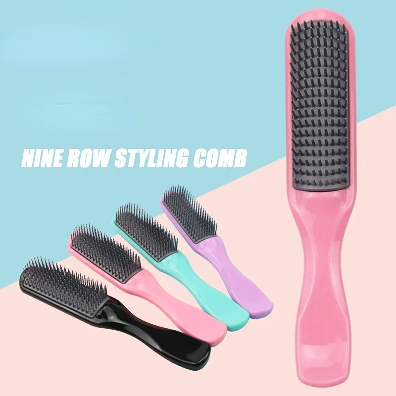 

1pc Scalp Massage Combs Detangling Nine Row Comb Barber Salon Hairdressing Fluffy Styling Brush Women Hair Care Tool Accessories