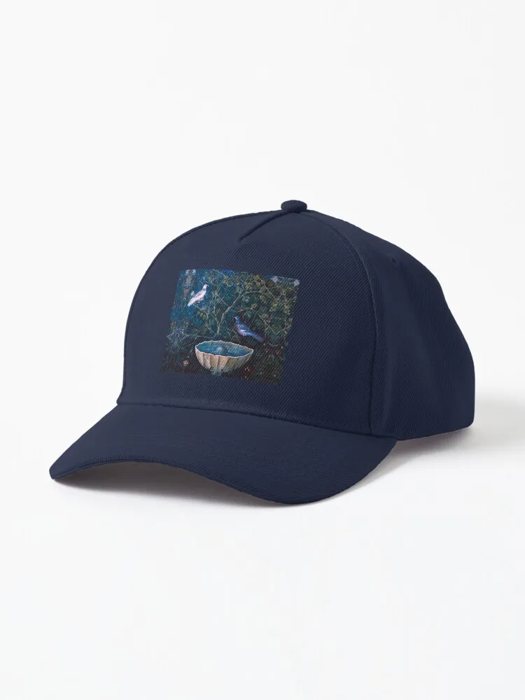 POMPEII COLLECTION / DOVES AND FOUNTAIN IN GARDEN ,BLUE GREEN FLORAL Cap For Women Men Hip Hop Cap Street Baseball Hat