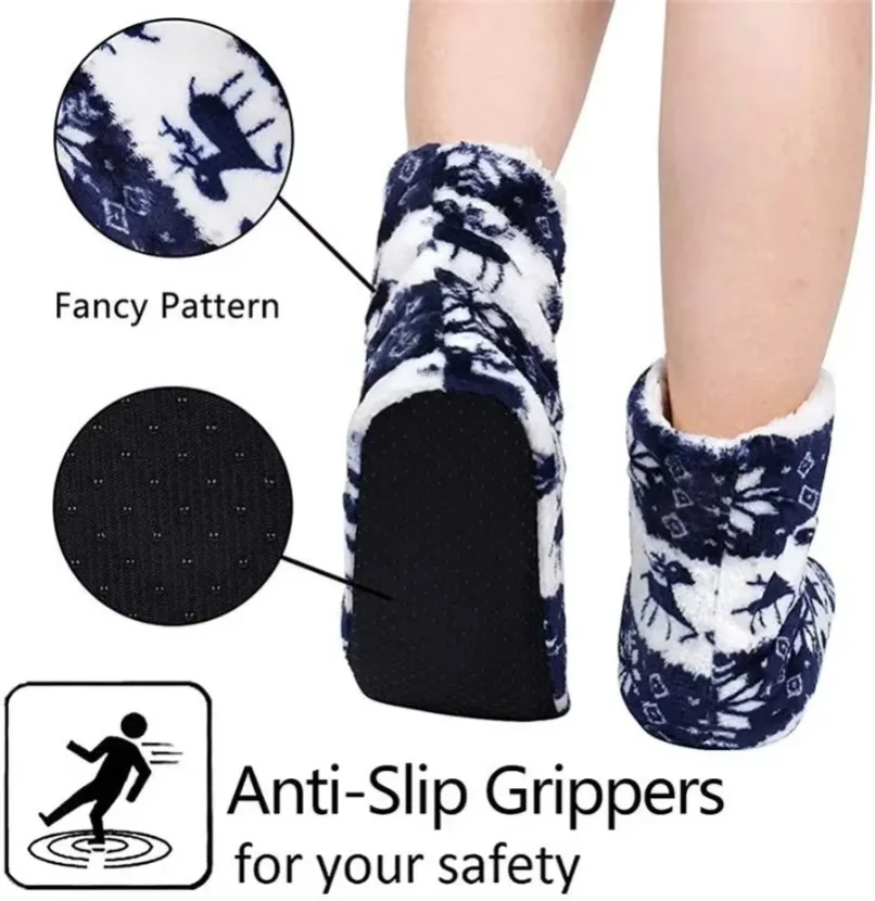 Slipper Womens Home House Fluffy Winter Warm Christmas Gift Elk Fur Contton Plush Grip Sole Female Indoor Room Shoes Boots Men - Image 4