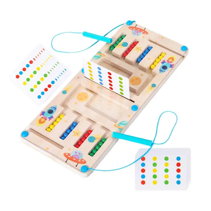 Wooden Board Beads Game Wooden Stacking Board Games Bead Toys Puzzle Game Brain Teaser Sorting Preschool Educational Toys For Bo