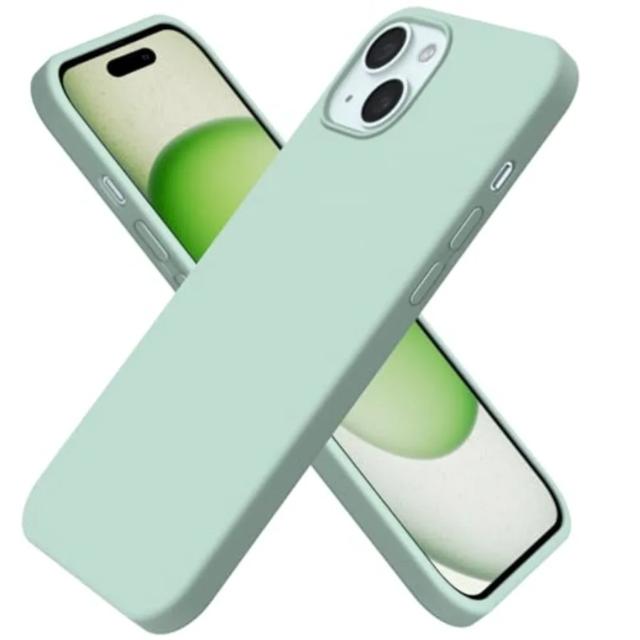 

for iPhone 15 Case Liquid Silicone Slim Shockproof Protective Cover 6.1 Inch Anti-Scratch Drop Protection, Light Mint