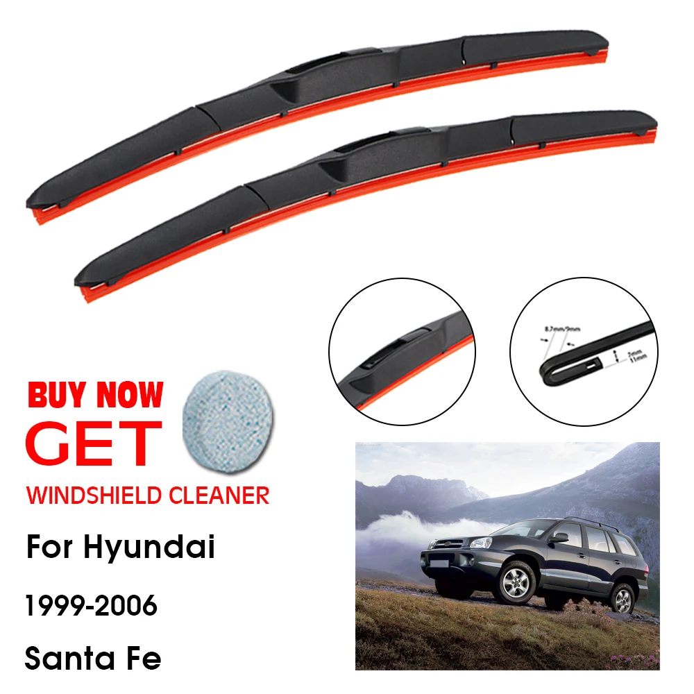 

Car Wiper For Hyundai Santa Fe 22"+20" 1999-2006 Front Window Washer Windscreen Windshield Silica Gel Wiper Blades Accessorie