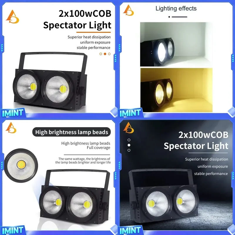 AICPOSE Aluminum Black 2 Eyes COB LED Par Light DMX512 Control 40/60 Degree Beam Angle Rated 200W Warm/Cold White Lighting