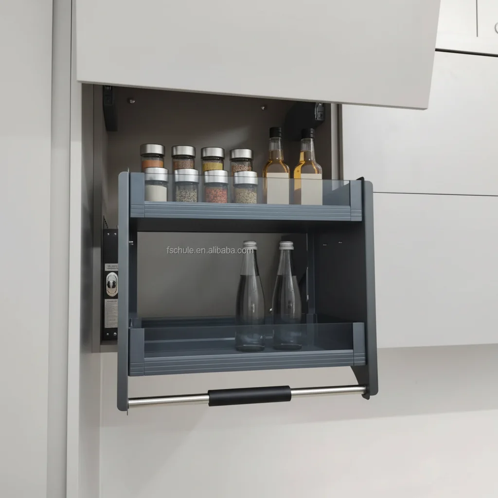 Stainless Steel Modern Multi-Function Pull Down Kitchen Lift Basket Organizer Cabinet with Automatic Elevator