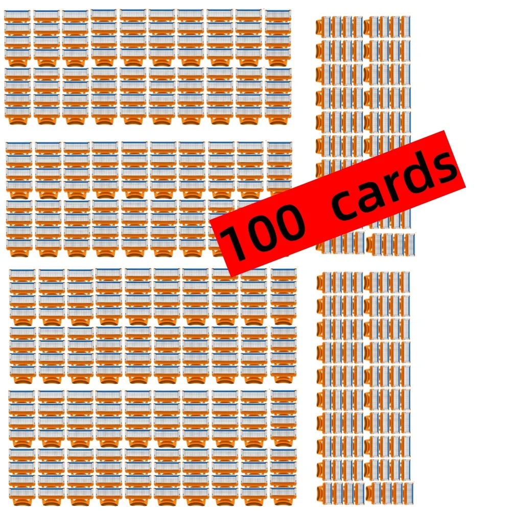 12/60/100 tarjetas a estrenar maquinilla de afeitar de 5 capas cuchillas de afeitar Manual hombres cara maquinilla de afeitar cabezales de corte de repuesto y juegos de soportes de maquinilla de afeitar