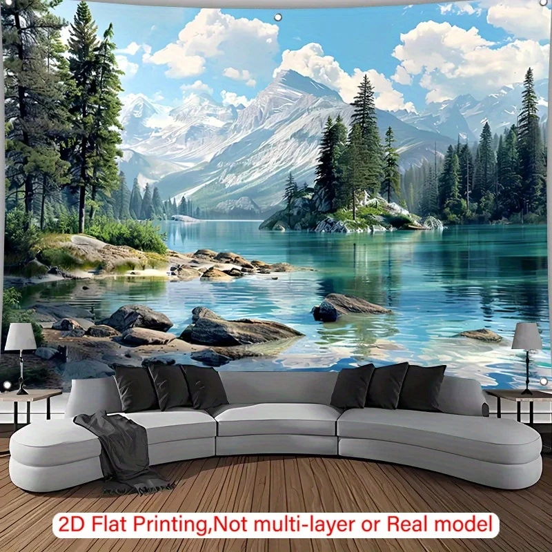 Ins Fengshan Lake Landscape Tapestry Family Activity Photography Background Living Room Bedroom Office Wall Hanging Decor