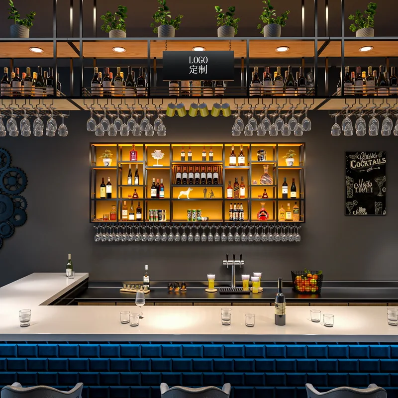 

Shelf Liquor Wine Cabinets Cellar Home Bar Metal Showcase Alcohol Cabinets Storage Nightclub Glas Vitrinenschrank Bar Furniture