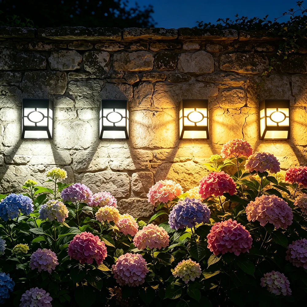

4 Pieces of Solar Retro Window Panel Wall Lights, Home Villa Garden Outdoor Corridor Courtyard Balcony Decor Solar Wall Lights