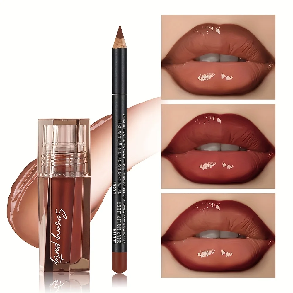 Pudaier Long Lasting Matte Lip Liner Set - 3D Precision Dewy Look Brown Pink Purple Red Versatile for Every Makeup Style