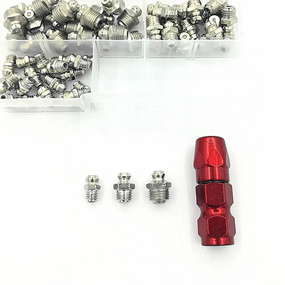 61pcs Grease Fittings Kit M8 M10 Straight Head Flat Head Oil Nipple For Machinery Construction Tools Lubrication Repair Tool view 3