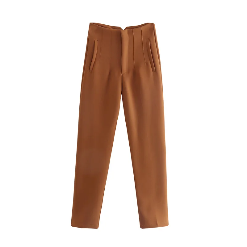 Pantalon court taille haute pour femmes, coupe cintrée, décontracté, Cleanfit Sle, détail de fermeture éclair, jambe droite, matériau PVC, 2025