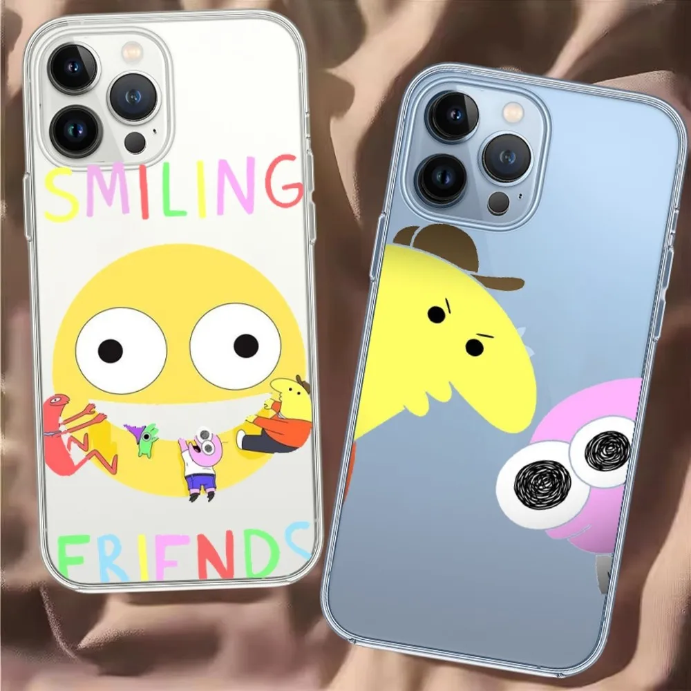 Cartoon Smiling Friends Phone Case For iPhone 15 13 14 12 11 Pro MAX XR X SE XS iPhone13 14 Mini