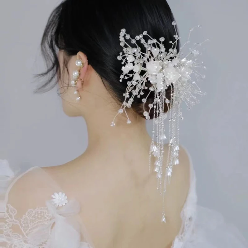 Elegant Lace & คริสตัล Brides Headbands ผีเสื้อ Tiaras เจ้าสาว Hairbands อุปกรณ์เสริมผมแต่งงาน