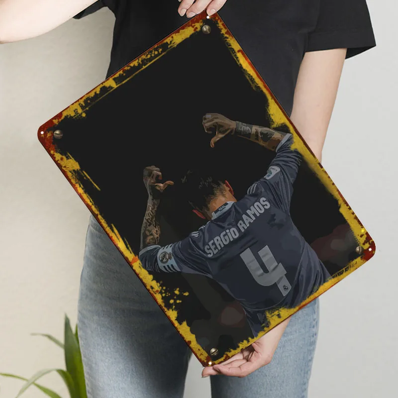 سيرجيو راموس تسجيل الرياضة ملصق ريترو مخصص معدن القصدير علامات للجدار الفن الديكور عناصر ديكور المنزل الفاخر غرفة ركن القهوة #3