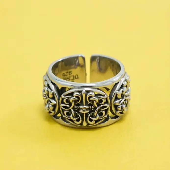 

Euro American s925 Sterling Silver Punk Cross Ring for Men Hip Hop Personality Thai Silver Ring for Women Fashion Trend Index Fi