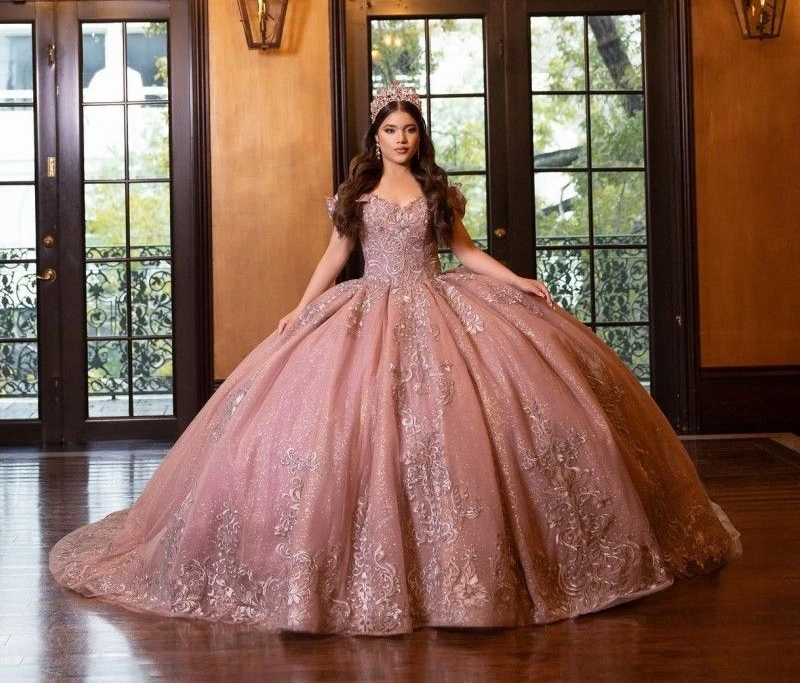 Румяно-розовое платье Quinceanera по индивидуальному заказу, бальное платье 2023, кружевное платье с цветочной аппликацией и бисером, милое платье 16, 15, Vestidos De Fiesta YQD357