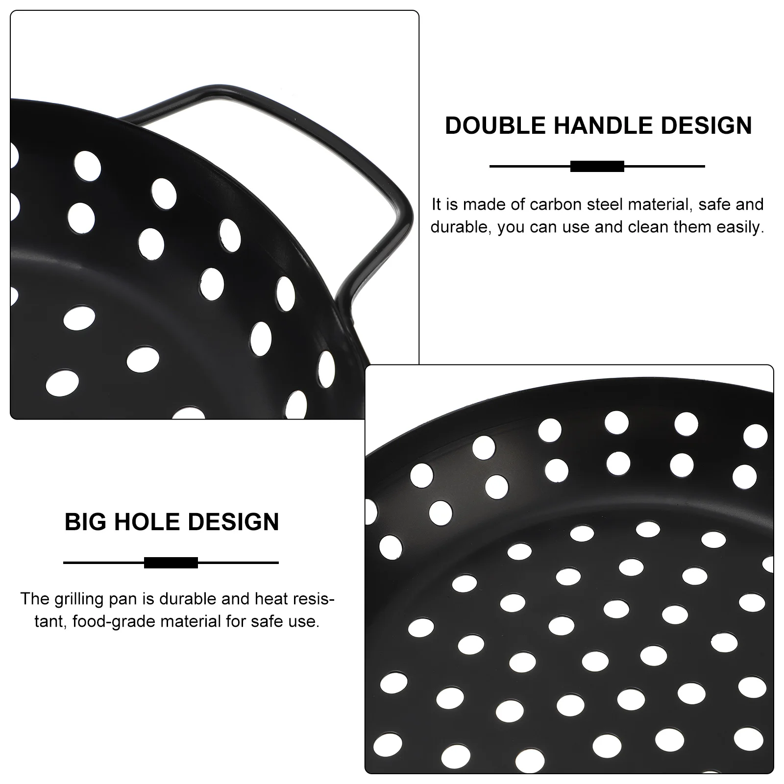 

Round Bbq Grill Tray Heavy Duty Carbon Steel Non-Stick Barbecue Pan Outdoor Household Grilling Basket Heat Resistant Large Holes