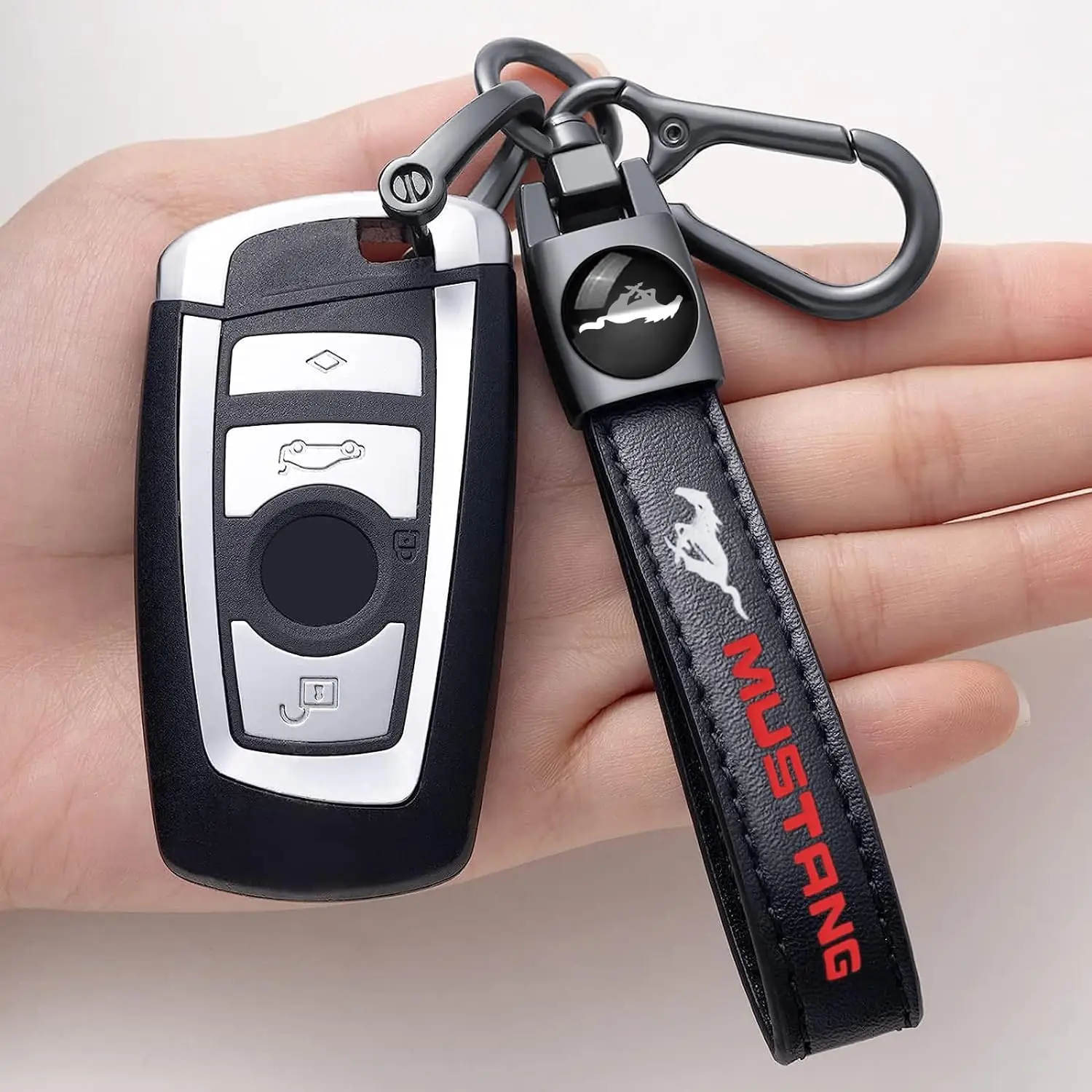 Leather Metal Car Key Chain Ring Keychain For Ford Fusion Mustang Explorer F150 F250 F350 EcoSport Edge S-MAX Ranger Accessories