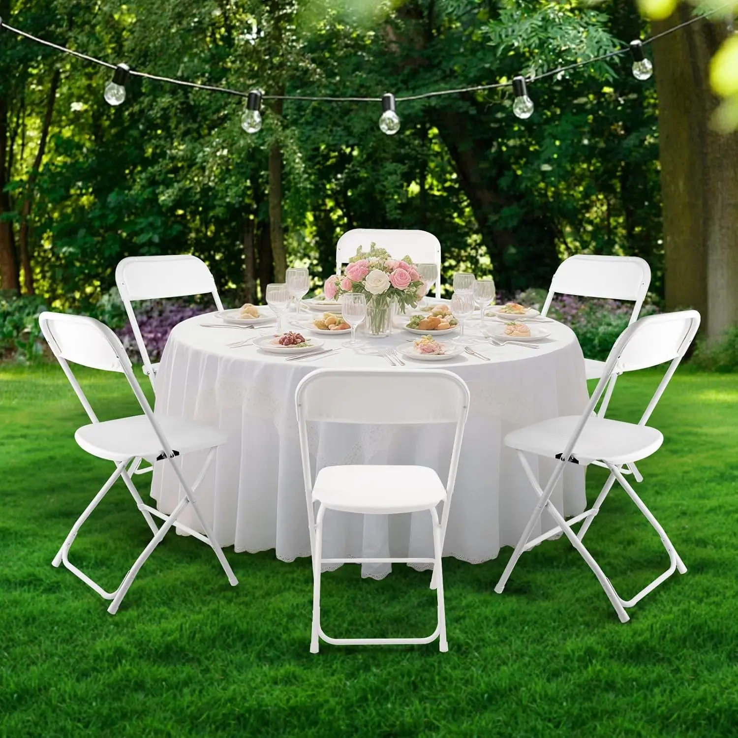 10 Pack White Folding Chairs, Portable Stackable Commercial Foldable Chair, Indoor Outdoor Plastic Folding Chair, Customized image 6