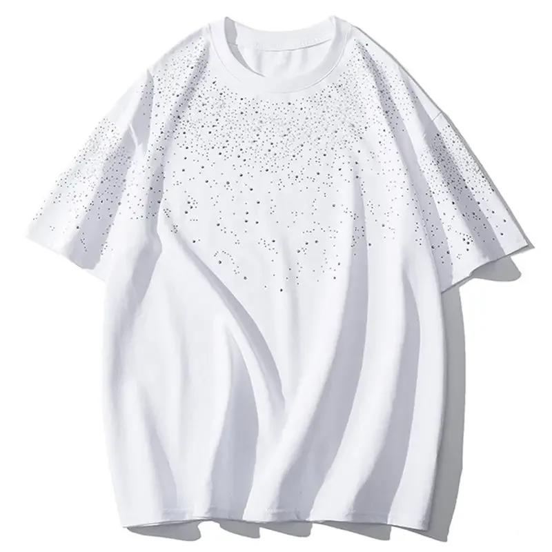 Sommer-Strass-Nieten-T-Shirt für Herren Rundhals-Freizeit-T-Shirt Modisches High-Street-Kurzarm-Shirt für Männer – Detail 10