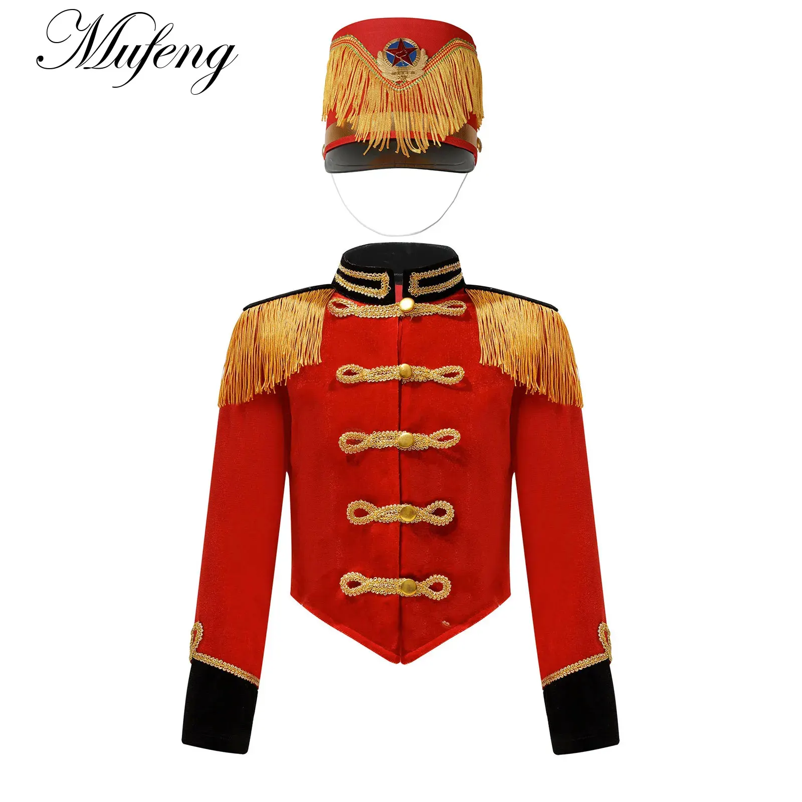 Child Halloween Nutcrackers Costume Drum Trumpet Team Royal Honor Guard Party Uniform Outfit Tassel Circus Ringmaster Jacket Top