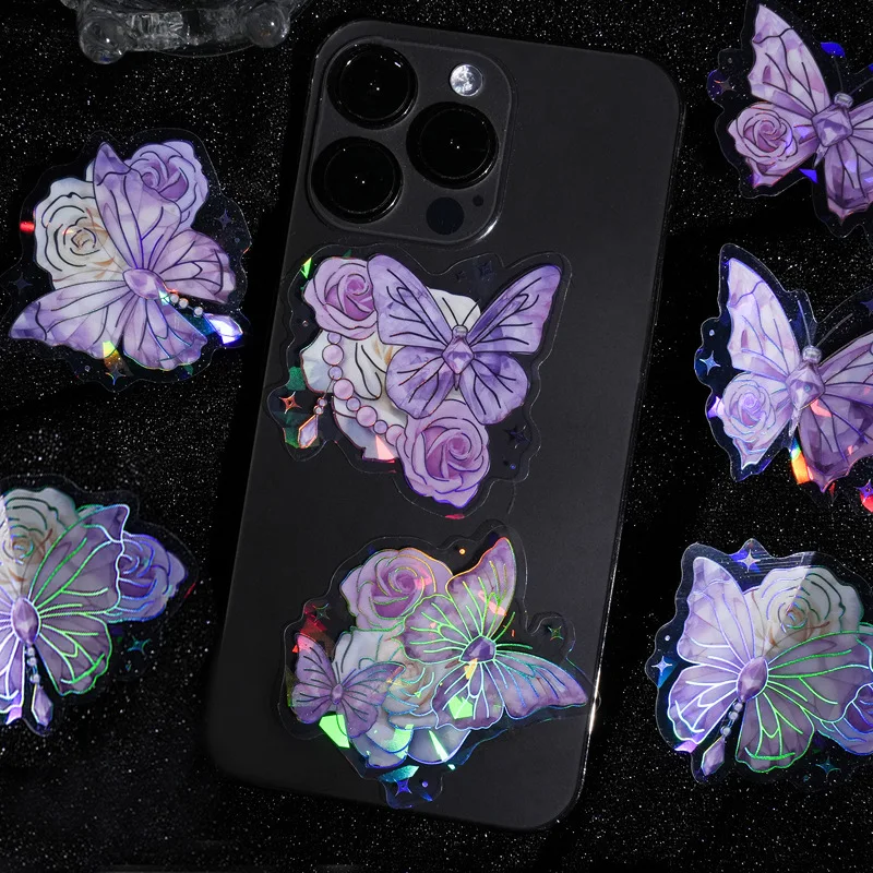 20pcs/pack Butterfly Sticker Gold Foil DIY Scrapbooking Collage Junk Journal Planner Decorative Stationery PET Stickers Material