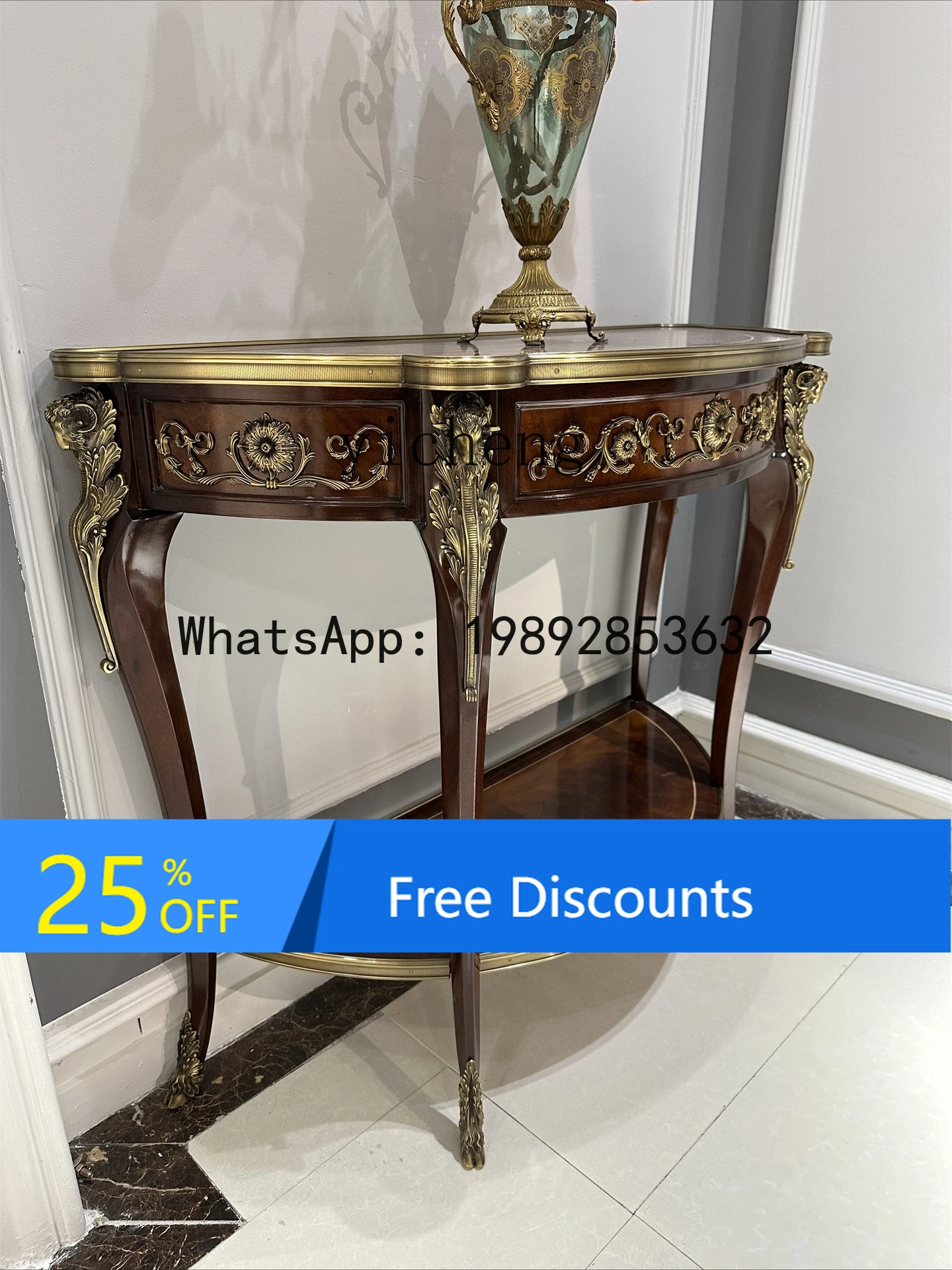 American Style Solid Wood Entryway European Style Storage Hall Cabinet French Art Complete Narrow Corridor