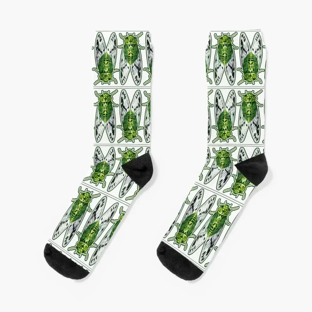 

Green Cicadas Socks Lots Toe sports Socks For Women Men's