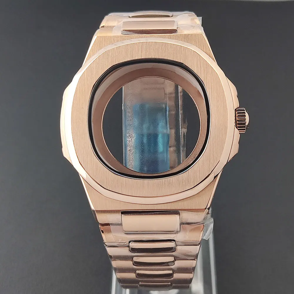 43mm case Rose gold  NH35 watch case stainless steel case strap watch accessories suitable for NH35nh36 movement transparentcase