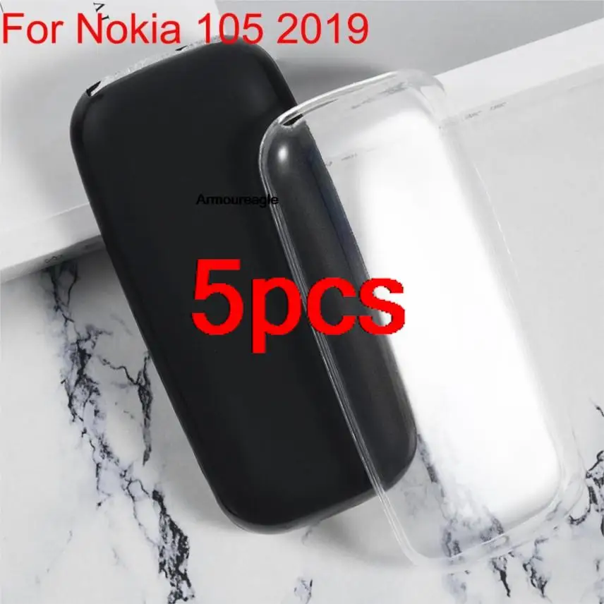 5pcs for nokia 105 (2019) 1.77inch ta-1203, ta-1174, ta-1010, ta-1034 silicone guard phone protective back shell soft tpu case