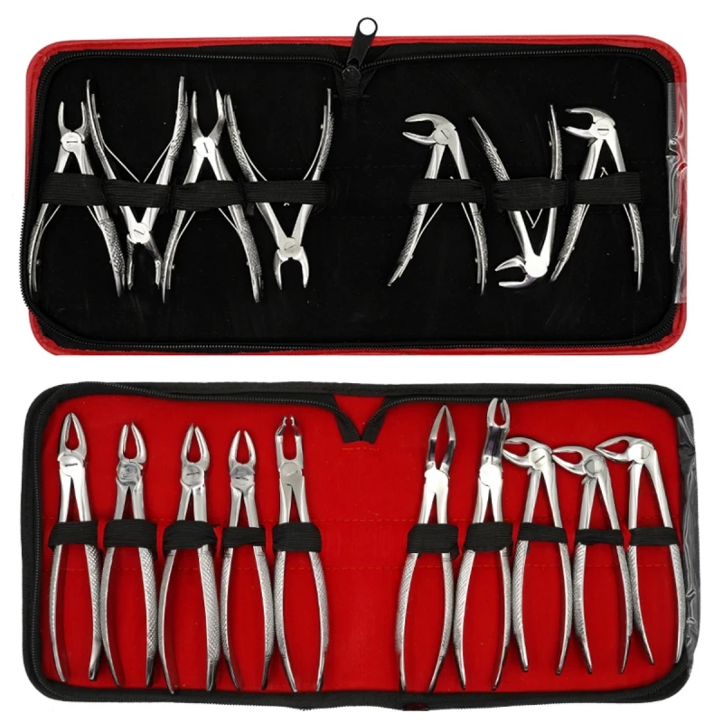 10pcs Adult Tooth Extracting Forceps Orthodontic Pliers 7pcs Child Teeth Extraction Forceps Dentistry Surgical Tool