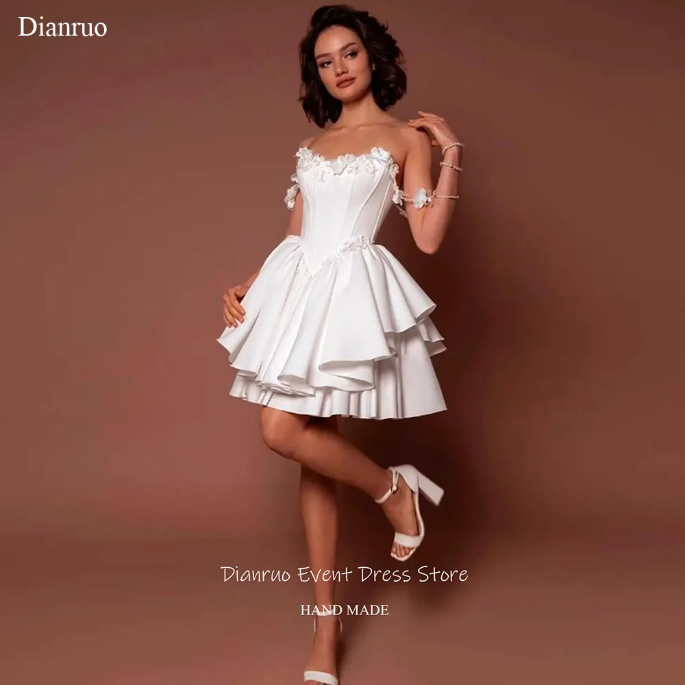 

Dianruo Tiered Ruffled Fashion Homecoming Dress Sleeveless Birthday Dresses 3D Floral платье вечернее Customized