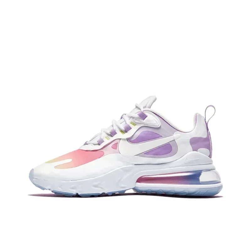 Nike Air Max 270 React Beige Blue Anti-Slip Air Cushion Against Impact Women Running รองเท้ารองเท้าผ้าใบลําลอง CT1287-100