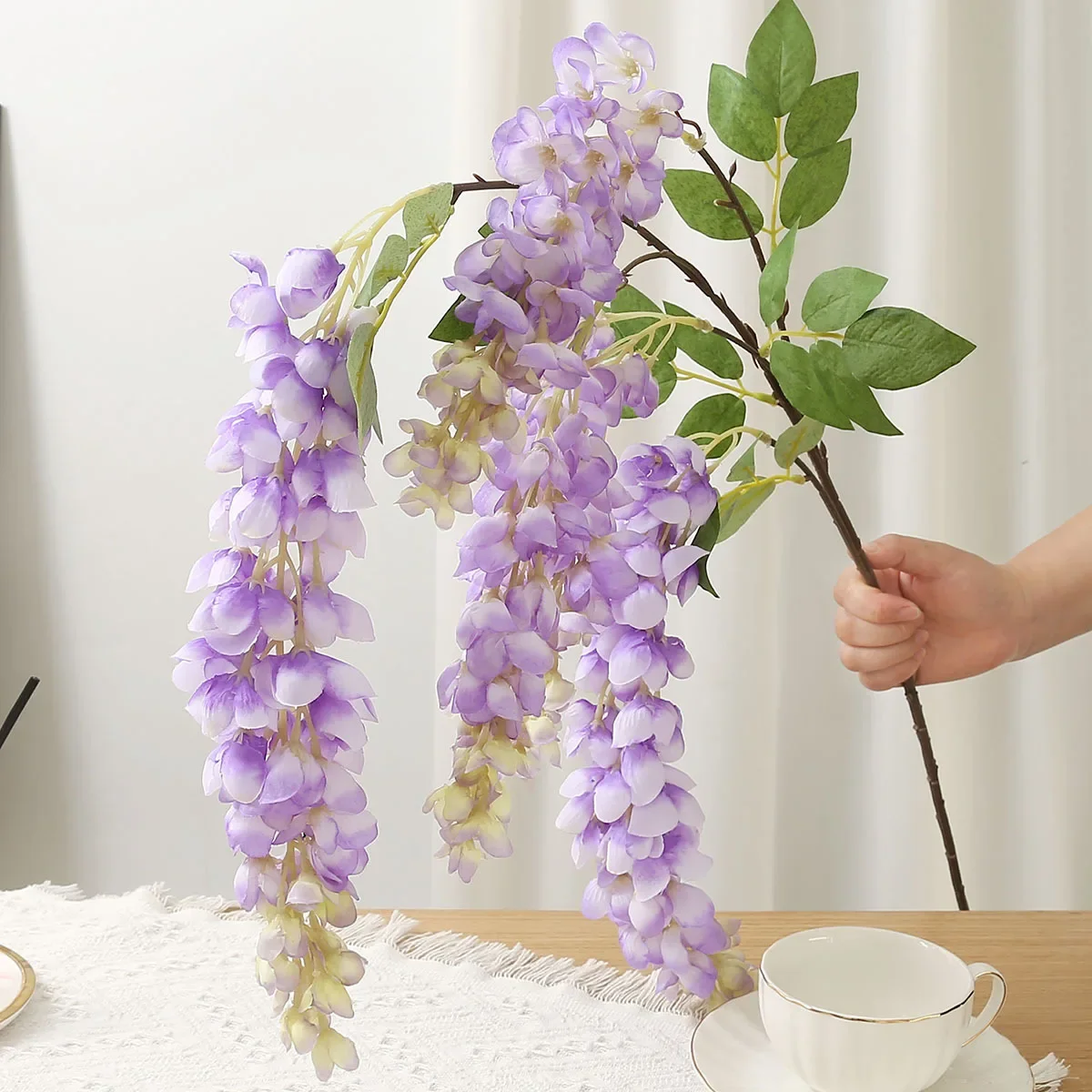 120cm Artificial Abler Giant Wisteria Long Branches Flowers Wedding Home Decor Living Room Backdrop Arrangement Hanging Flower