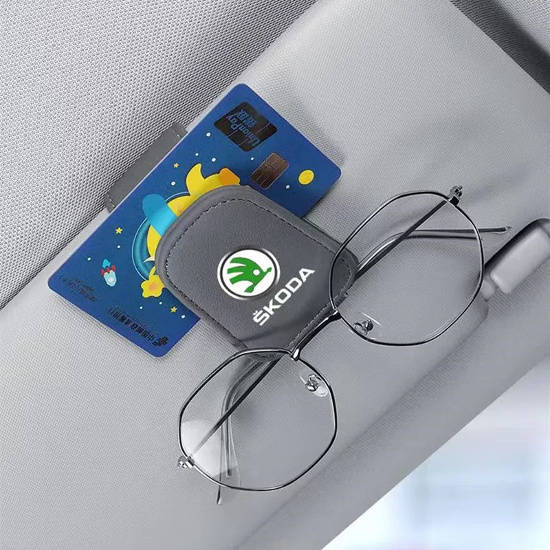 

Car Sun Visor Sunglasses Holder Box Glasses Clip Card For Skoda Octavia A5 A7 RS Fabia Superb Auto Interior Accessories