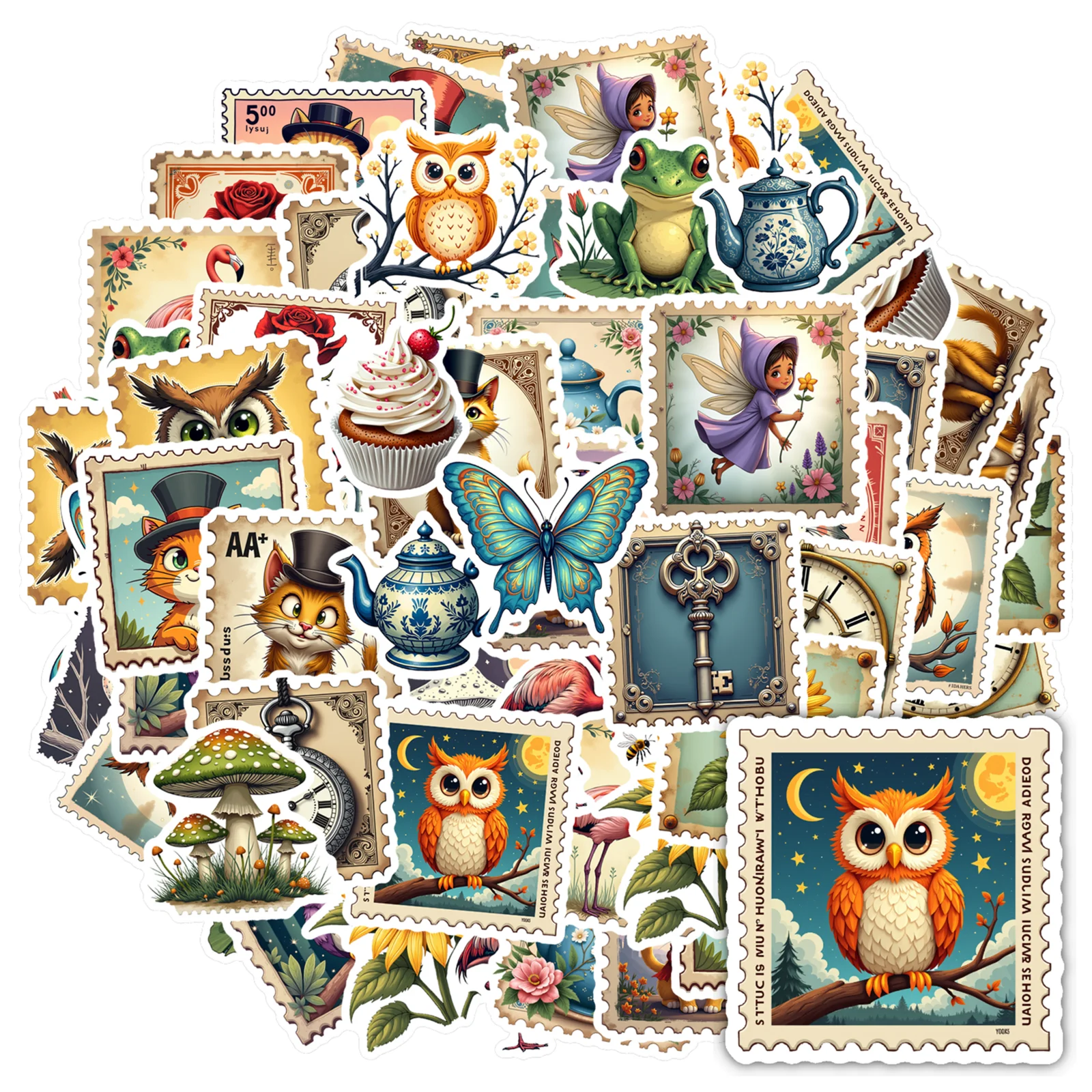 35-50pcs Vintage Exquisite Butterfly Flower Cartoon Graffiti Stickers Waterproof For Phone Guitar Notebook Suitcase Water Bottle