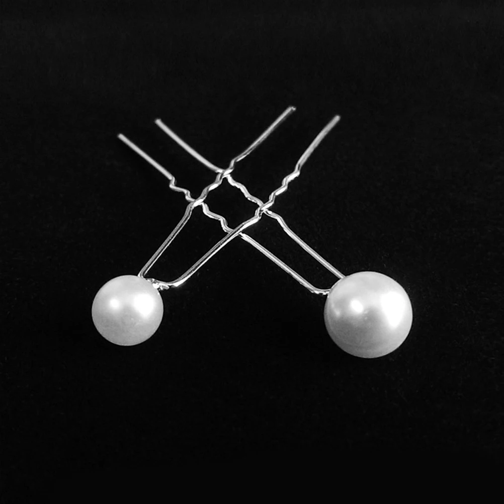 

20Pcs Pearl Hairpins U-Shaped Metal Lightweight Durable Hairpin for Wedding Holiday Travel Woman Lady Hairpin Pearl