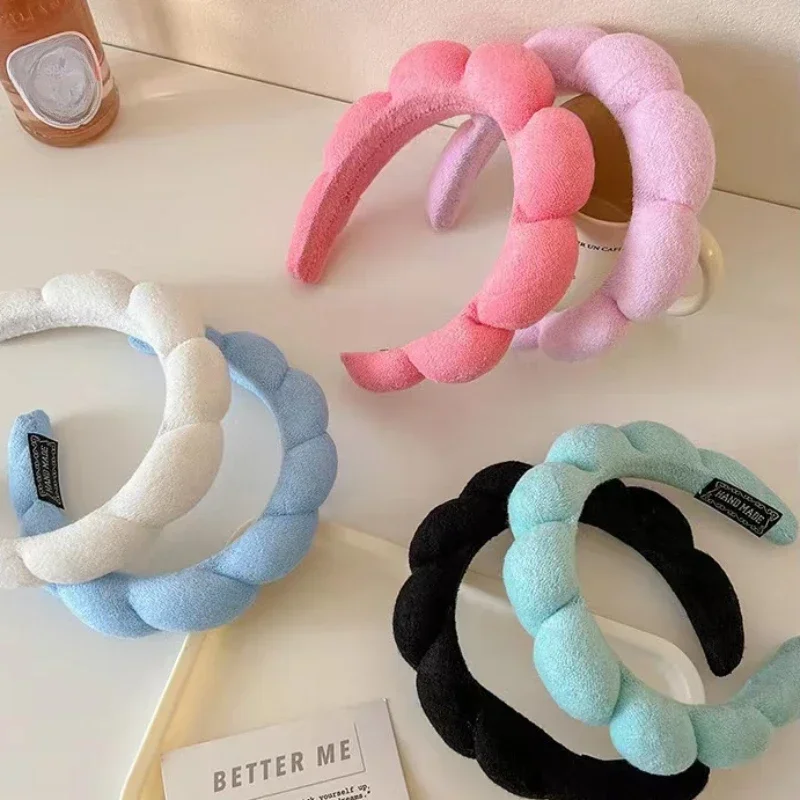 Sponge Headband for Women Girls Puffy Hair Bands Makeup Bubble Terry Cloth Co Spa Retro Headbands Hair Accessories Headwear